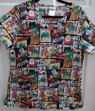 Christmas Scrub Top Rudolph the Red Nosed Reindeer Scrub Top Size Medium