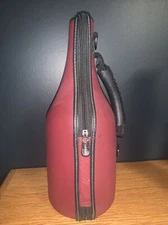 Caddy O Wine Bottle Carrier Leather Cooler Burgundy Insulated Hand Strap