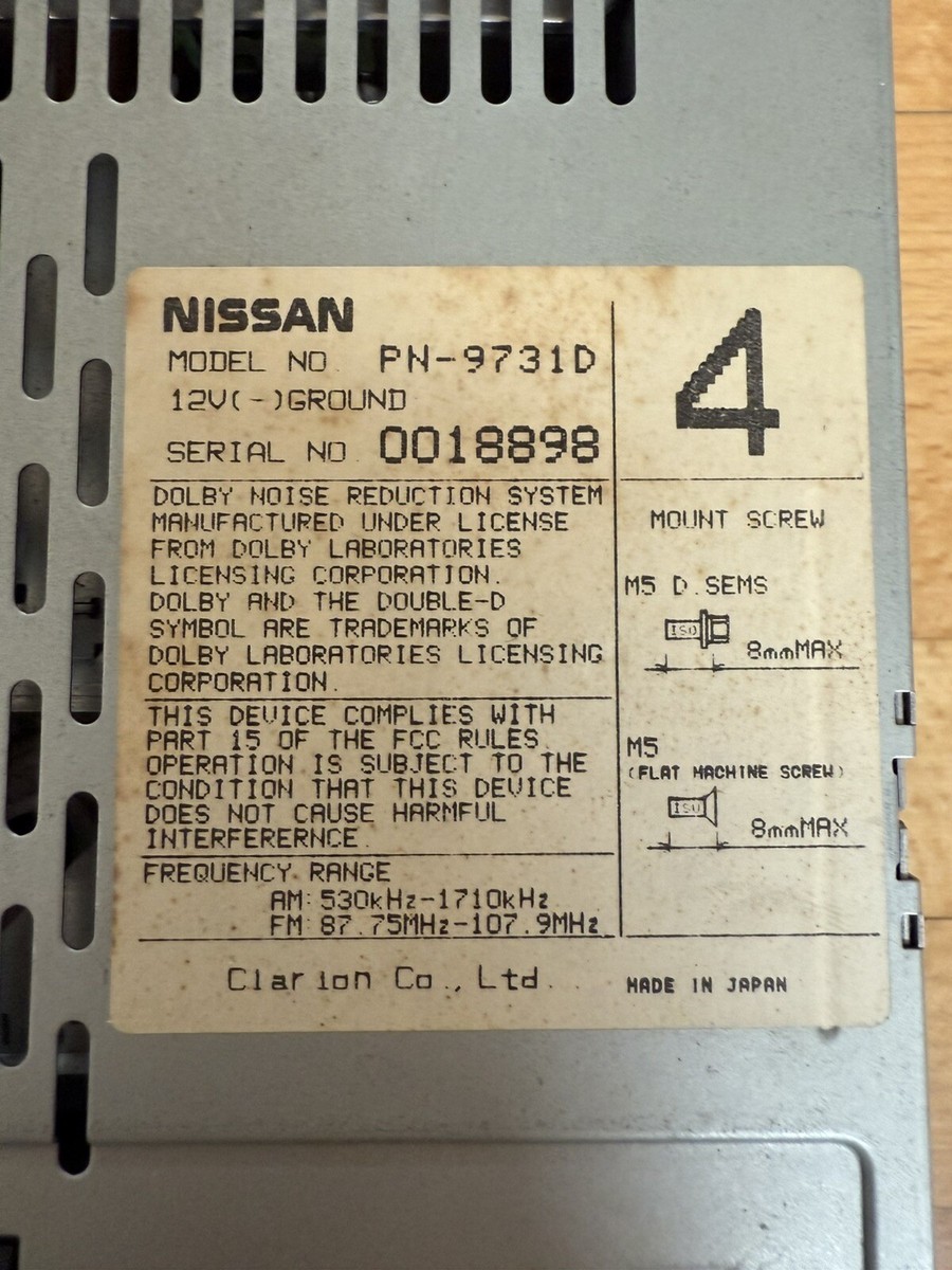 Nissan Clarion Cassette FM PN-9731 D OEM STEREO Part Made In