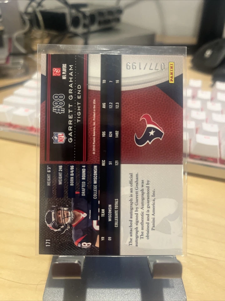 2010 Limited Monikers Autographs Silver #171 Garrett Graham /199 Auto - Image 2 of 2