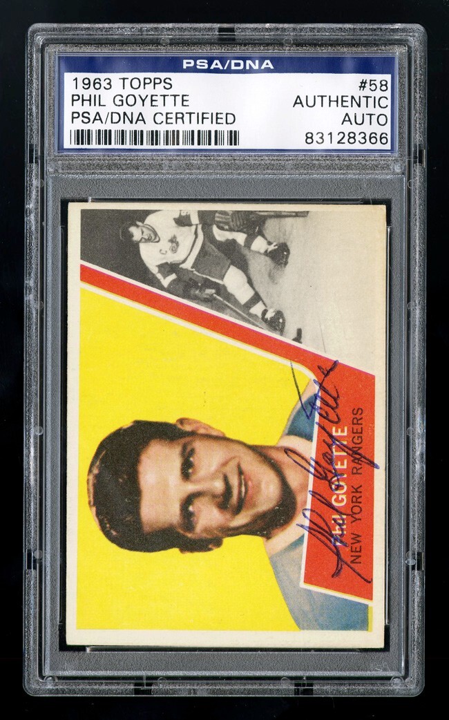 1963 Topps #58 Phil Goyette PSA PSA/DNA Autographed HQ Period Signed Gordie Howe