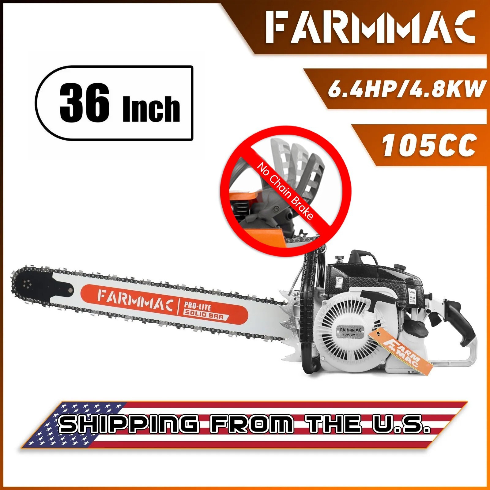 105cc Chainsaw Gas Power with 36'' Guide Bar & Chain Compatible with MS070 090