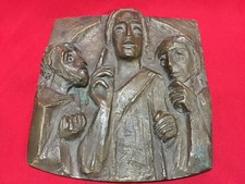 ANTIGUA ESTATUA BIZANTINA DE BRONCE DE JESUCRISTO FIGURA PLACA RELIGIÓN CRISTIANISMO