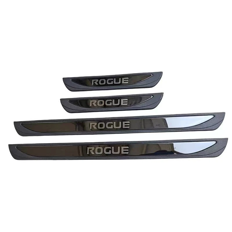 Cubierta protectora de placa de umbral de puerta de acero inoxidable negro para Nissan Rogue X4 Foto 4 de 4