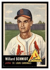 1953 TOPPS WILLARD SCHMIDT #168 ROOKIE CARD CARDINALS HIGHER HIGH GRADE BEAUTY. rookie card picture