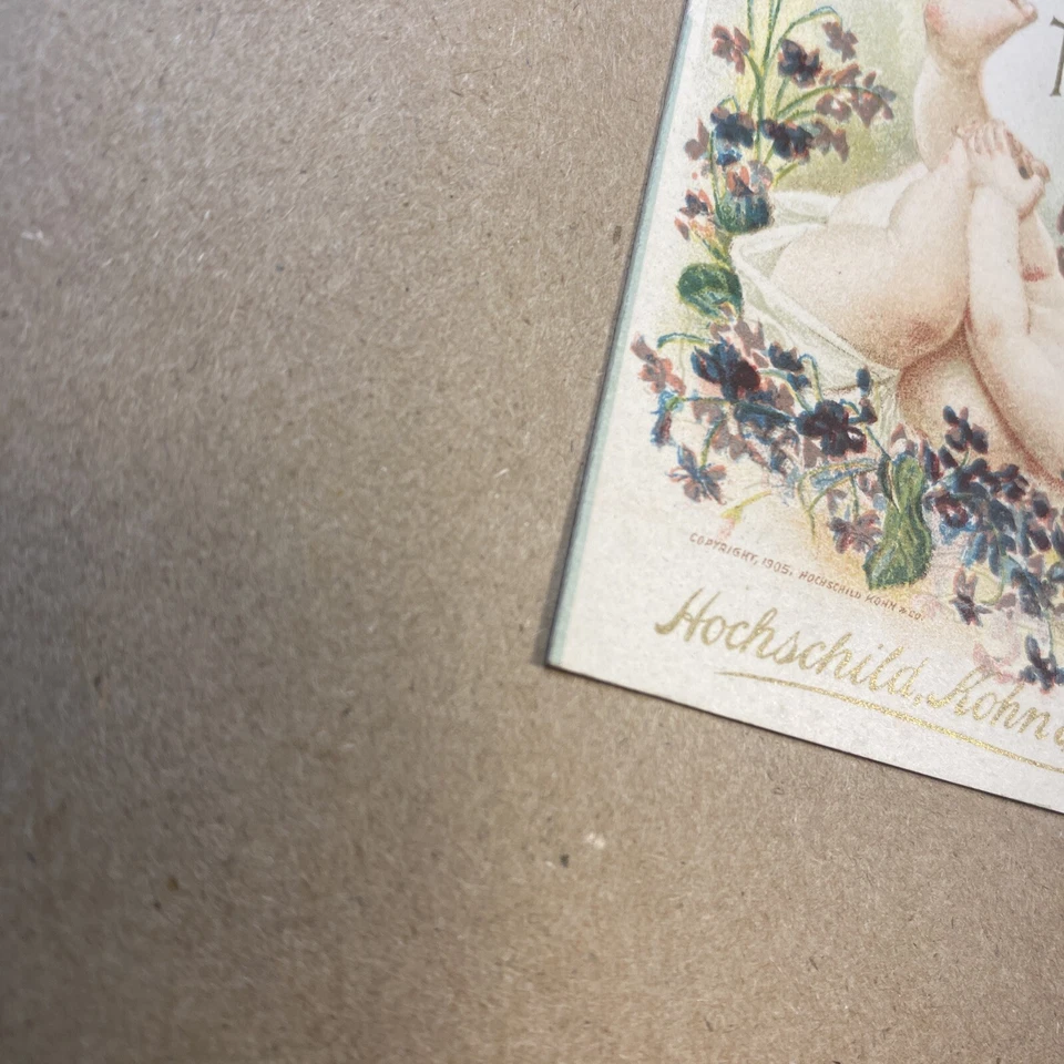Редкая антикварная почти как новая неразделенная открытка с детской присыпкой Hochschild Kohn & Co 1905 г. - Изображение 3 из 4