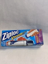 Ziploc Vacuum Starter Kit Hand Pump With 3 Freezer Quart Bags Discontinued New