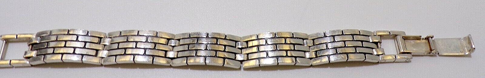 Gorgeous STERLING SILVER Brick Pattern Biker BRAC… - image 2