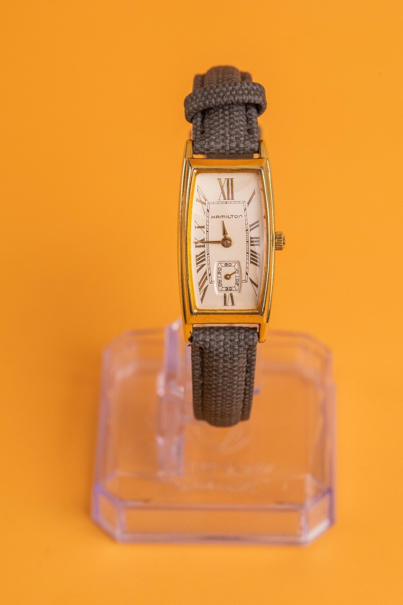 【稼働】 ハミルトン レディース 腕時計 ゴールド トノー ローマン 6256 Hamilton Ref.6256 Roman Numeral Tank Case 37x18mm Women Quartz