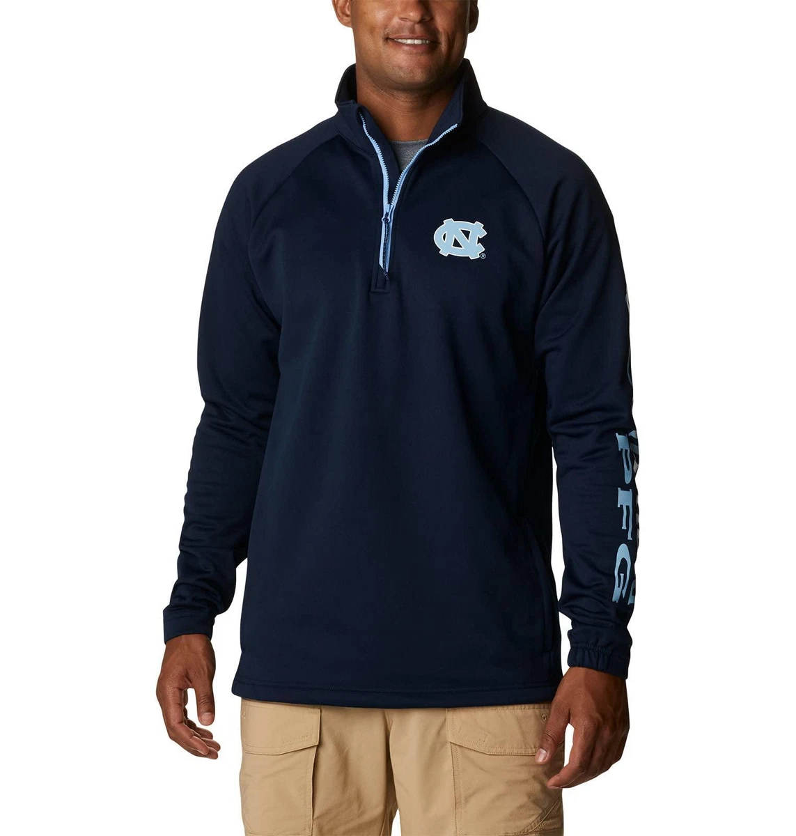 Columbia Men s North Carolina Tar Heels Tackle Fleece 1 4 Zip PFG
