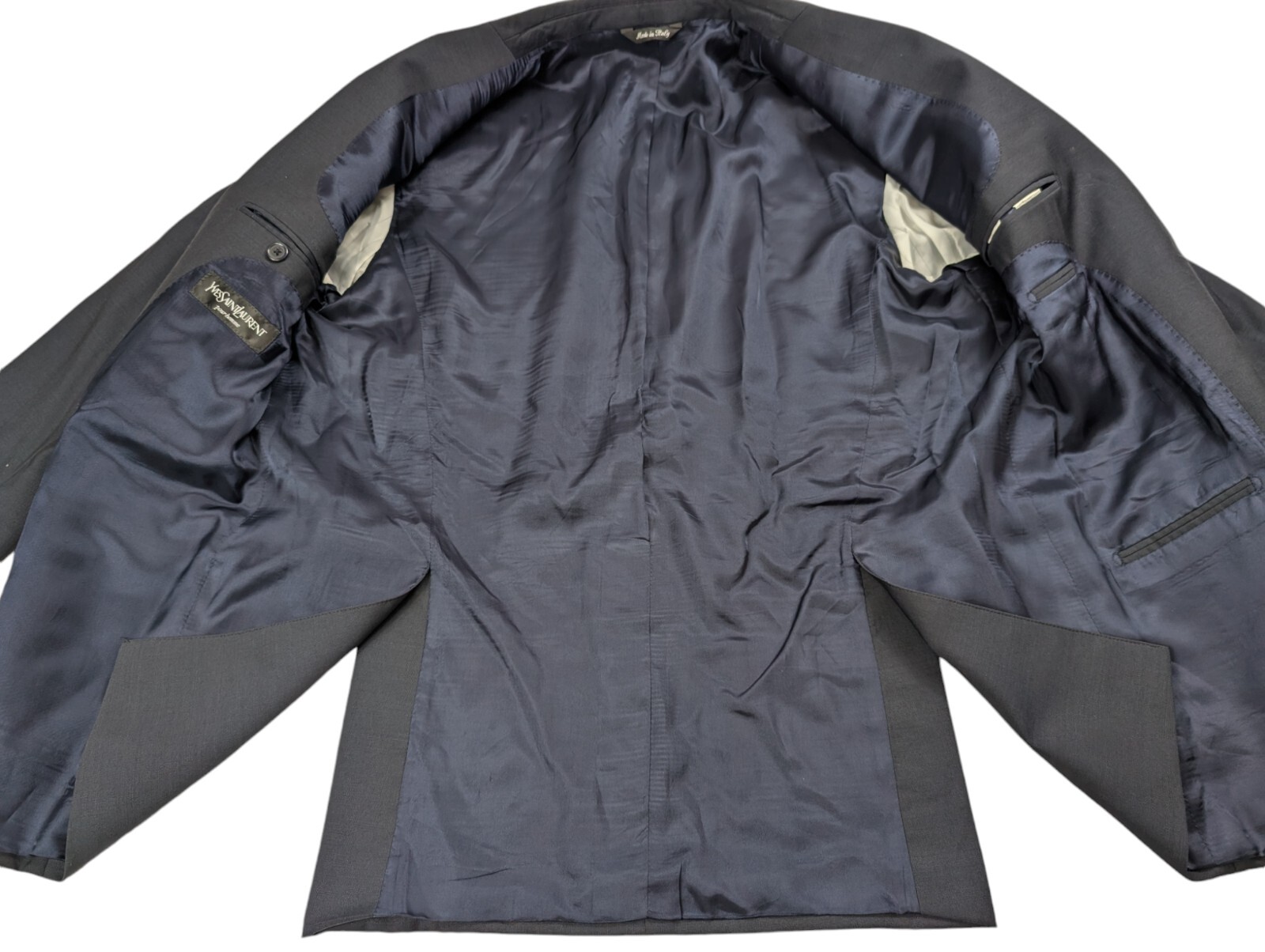 Giacca Blazer Yves Saint Laurent Uomo 42R Super 120s Lana Petto Singolo Navy