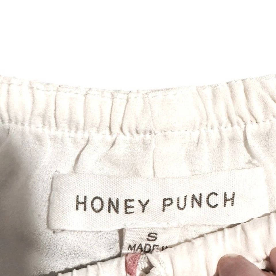 Shorts Coquette Honey Punch Pull On Básico Babado Floral Branco Rosa Feminino Pequeno - Imagem 3 de 4