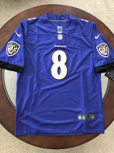 sNWT Lamar Jackson Ravens Men's Medium Purple Jersey Stitched #8