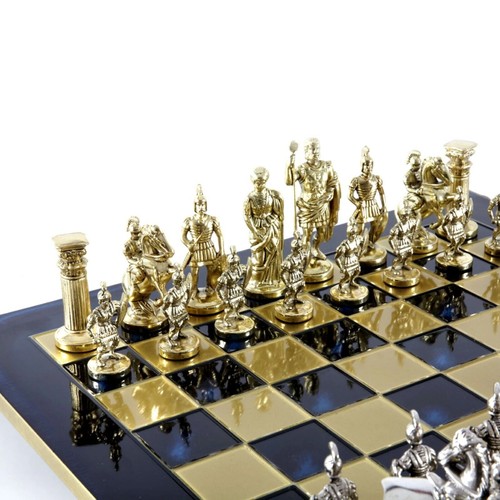 Juego de ajedrez del ejército romano griego - Azul y cobre - Tablero de... - Imagen 5 de 5