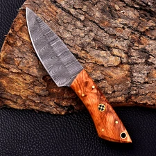 Custom Made Hand Forged Damascus Steel Skinner Hunting Knife W Sheath 2893