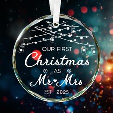 Wedding Gift First Christmas Married Ornament 2025 Personalized 2025 Style 2