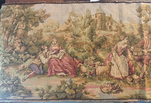 Vintage French Tapestry Medieval Pictorial Cozy Wall Decor Tapestry 56’x19’