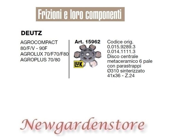 Ferodo Kupplungsplatte 15962 Traktor Deutz Agrocompact 80 Agrolux Agroplus 41X36-image