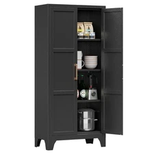 Metal 61"Tall Kitchen Pantry Storage Cabinet wth Handle Storage Shelves Cupboard