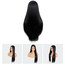Synthetic Long Black Straight Wig Middle Part for Women