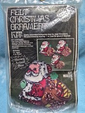 Vintage Santa Claus And Presents Felt CHRISTMAS ORNAMENT Kit 4168 NEW Makes 3