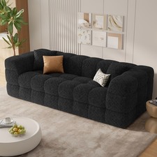 3 Seater Teddy Boucle Sofa Cloud Couch Compact Memory Foam 2 Cushions Super Soft