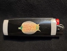 Vtg Lighter Case Tropical Fish Pineapple Holder Cover Sleeve Western for BIC