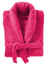 100% Cotton Dressing Gown Terry Towelling Shawl Collar Bath Robe Pink Bathrobe