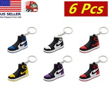 6 Pcs Nike Air Jordan Shoe Keychain 3D Trendy Mini Sneaker Charm Gift