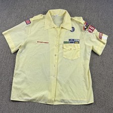 VTG Boy Scouts Of America Womens 18 Uniform Shirt Short Sleeve Blouse Yellow