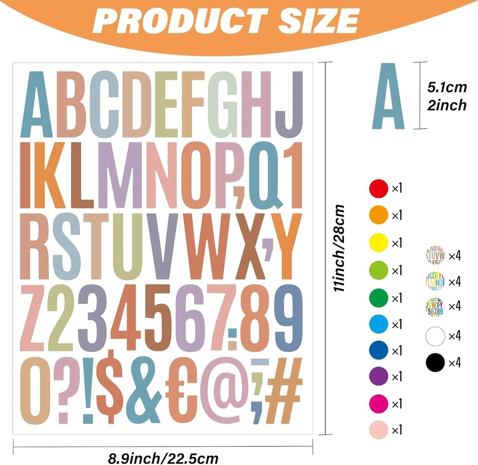 Letter Stickers 30 Sheets 1500 PCS Large Alphabet Stickers 2 Inch Vinyl Self - Image 3 of 4