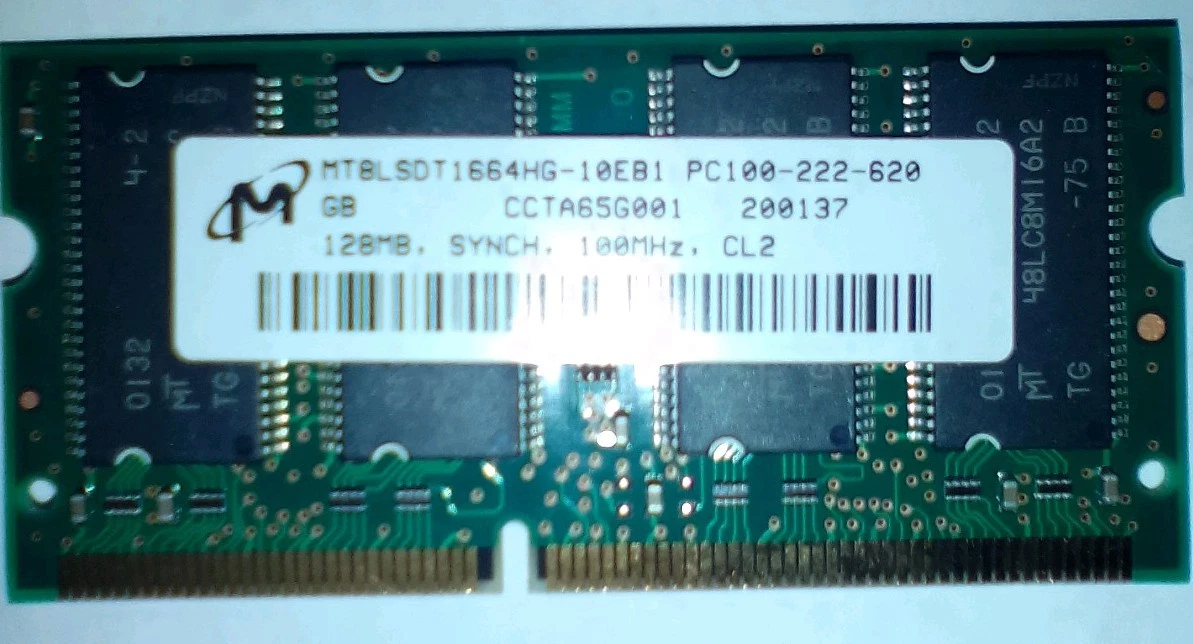 Barrette Mémoire SDRAM 128 Mo PC-133 - Micron Technology - MT8LSDT1664AG-133E1
