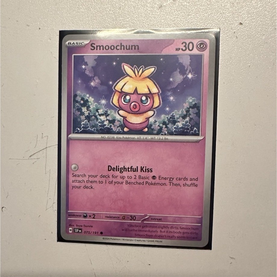 Pokémon Smoochum 075/191 Sv08: Surging Sparks Regular Common Basic 30 HP Card