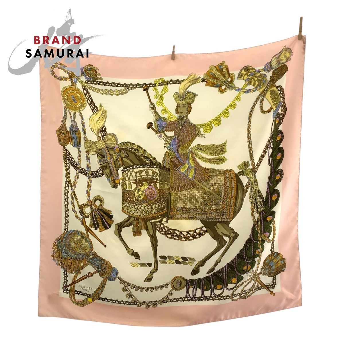Hermes Timpani Player 90 Pink Silk Scarf Carre 503853
