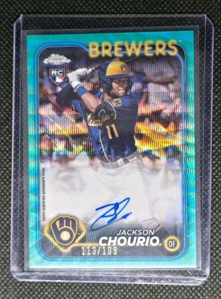 2024 JACKSON CHOURIO #RA-JC Topps Chrome Rookie AUTO AQUA WAVE # /199 RC
