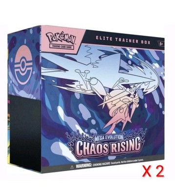 Pokémon TCG Chaos Rising Elite Trainer Box ETB Mega Evolutions Sealed LOT OF 2