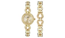 Limit Ladies Gold Plated Stone Set Watch And Bracelet Set Gift For Her