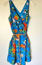 Express Multicolor Floral Ruffle Midi Sundress Vneck Sleeveless Pullover Size M