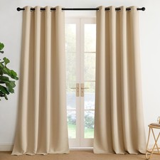 NICETOWN Room Darkening Draperies Curtains Panels, 2 Panels Biscotti Beige W52 x