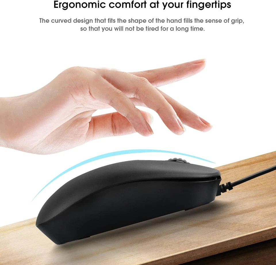 Full Size Wired Mouse, Silent Button, Streamlined Full Size, Precise & Efficient - Image 2 of 4