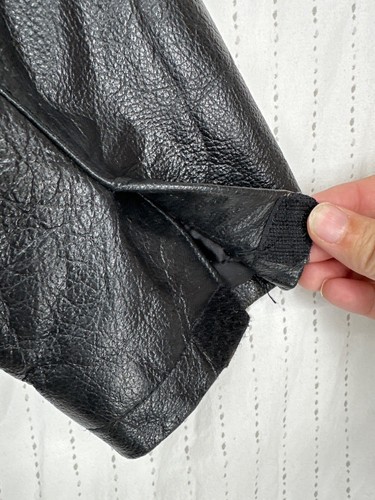 Gap Kids Fine Leather Jacket Sz M Black Zip Y2k Vintage Quilted Lined Pockets - Picture 8 of 12