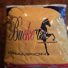 100% Wool Horse Cooler Blanket-The Buckeye Championship Blue, Red, Yellow