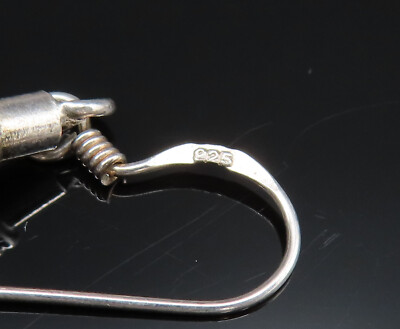 925 Silver Vintage Wavy & Heart Pattern Oblate Dangle Earrings