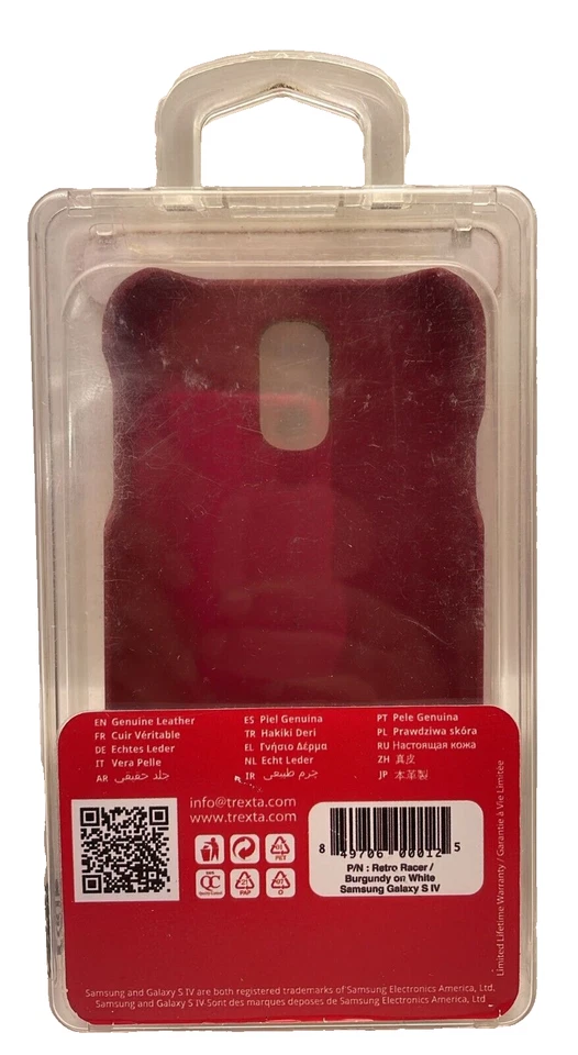 Funda de Cuero Trexta Retro Racer para Samsung Galaxy S4, Borgoña/Blanco Foto 4 de 4