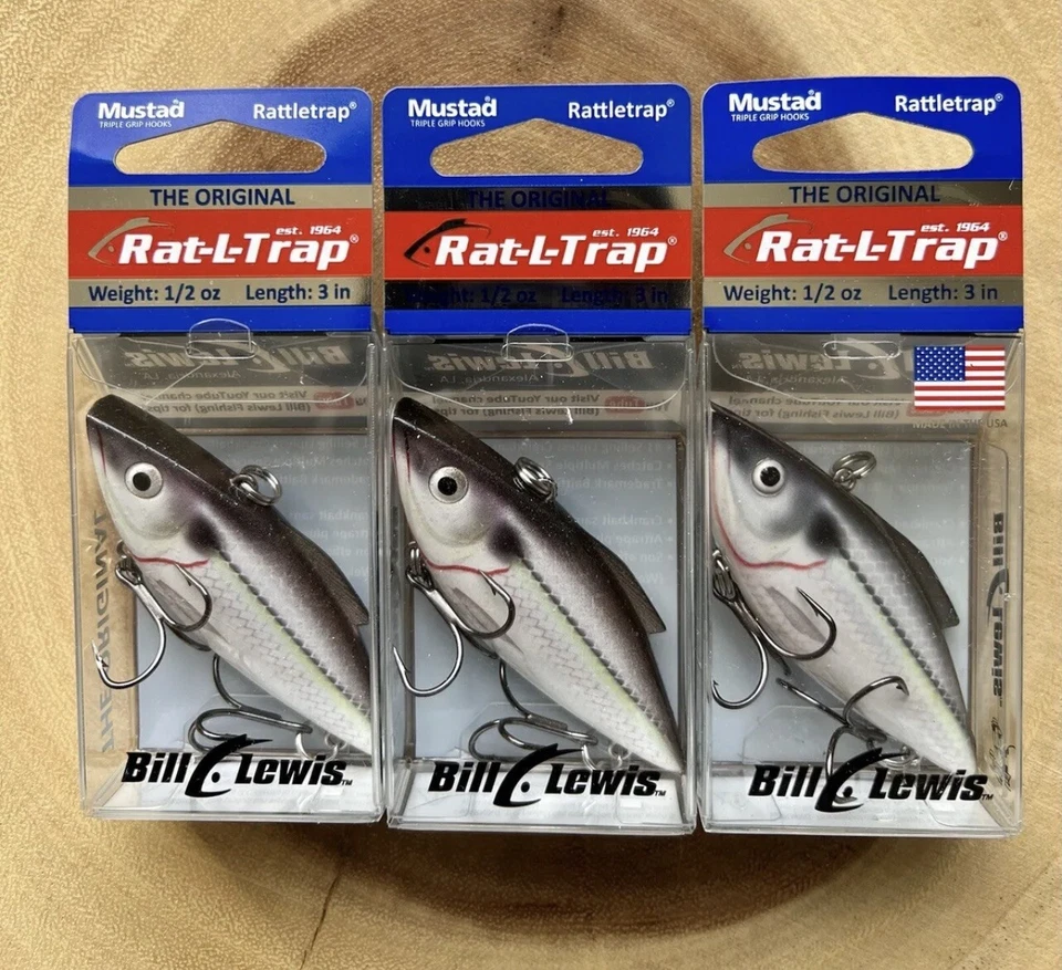 RAT-L-TRAP (Lote de 3) Crankbaits sin labios, Bill Lewis, ¡pesca de lubina! ¡NUEVO CON ETIQUETAS! Foto 3 de 4
