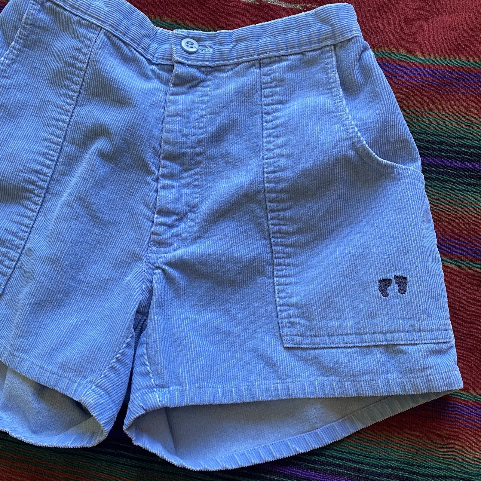 VTG 70’s Hang Ten Corduroy Short Shorts! Baby Blue. USA. Zipper Fly. 24” Waist. image 3