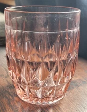 VTG Pink Faceted Glass 3.75 Inches Tall Juice Water Whiskey Jeannette?