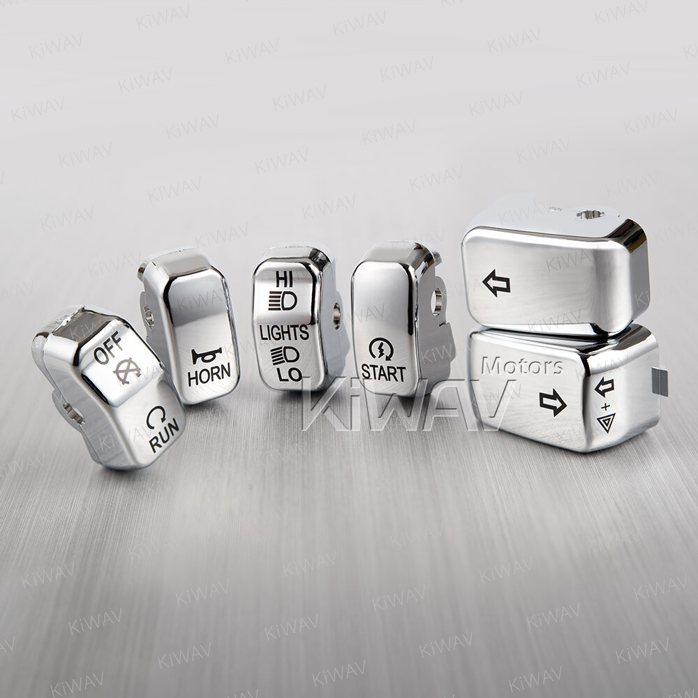 Switch Cap Kit (6pcs) Chrome fits Harley '96-'99, '07-'10 Softail