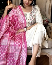 party/wedding south cotton dresses, kurta with pant and dupatta set readymade
