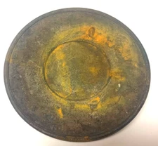 RUSTIC 10" PEWTER PLATE STAMPED WITH SOME LETTERS THAT ARE UNREADABLE